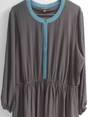 Lane Bryant Black Long Sleeve Dress with Blue Trim Size 18